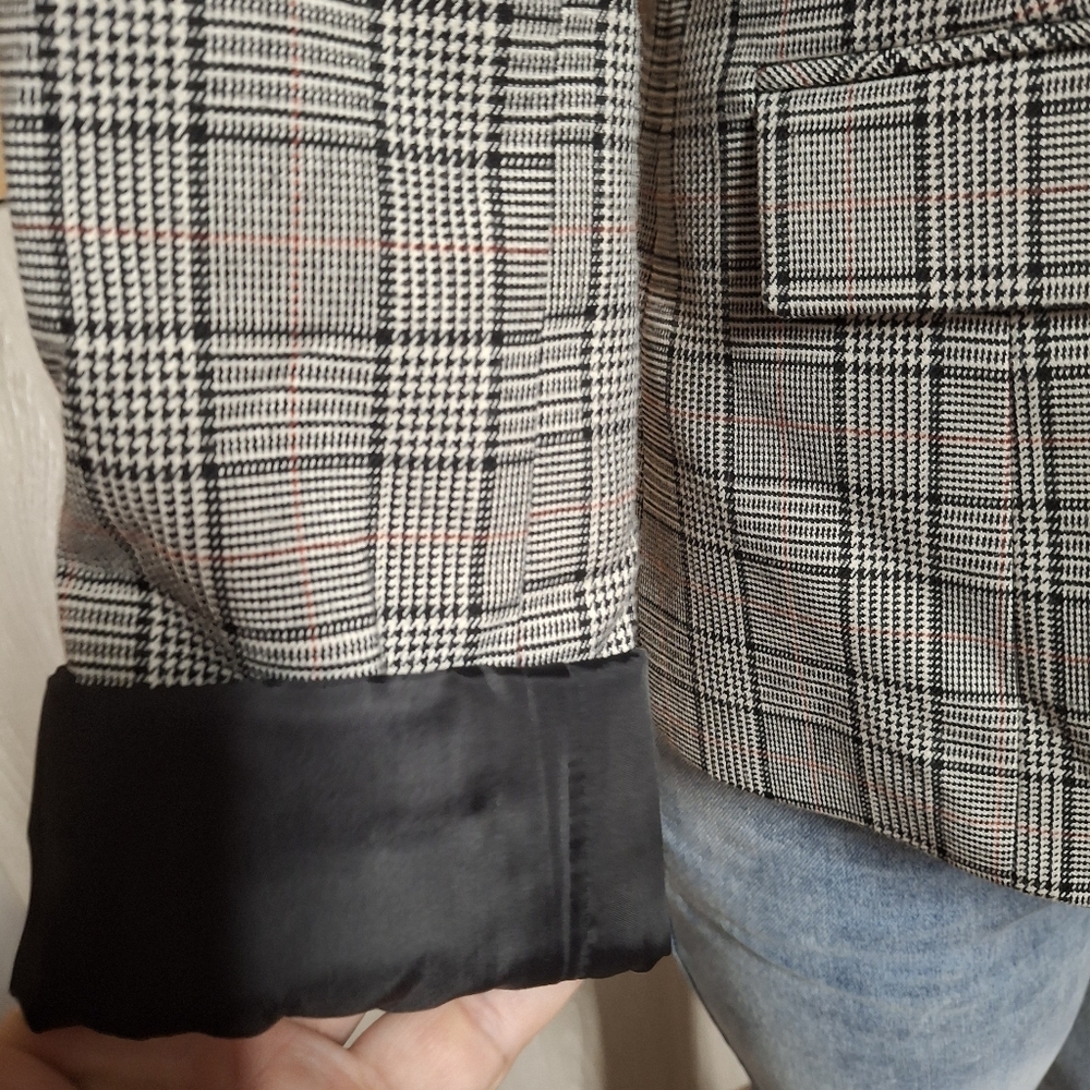 💋Nine West Women's Black and White Checkered Blazer💋 - Picture 4 of 7